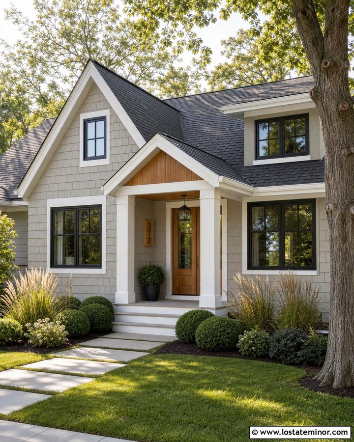 Greige House With Cedar Number Plaque - 30 Greige House Design With House Numbers Ideas