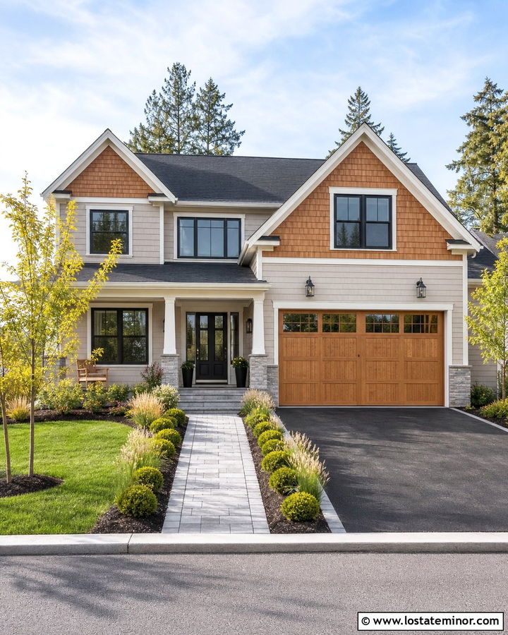 Greige House With Cedar Shake Gables - 30 Beige House Design With Cedar Shake Ideas