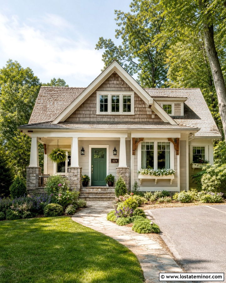 Greige House With Cedar Shakes And Cream Trim - 30 Greige House Design With Accents Ideas