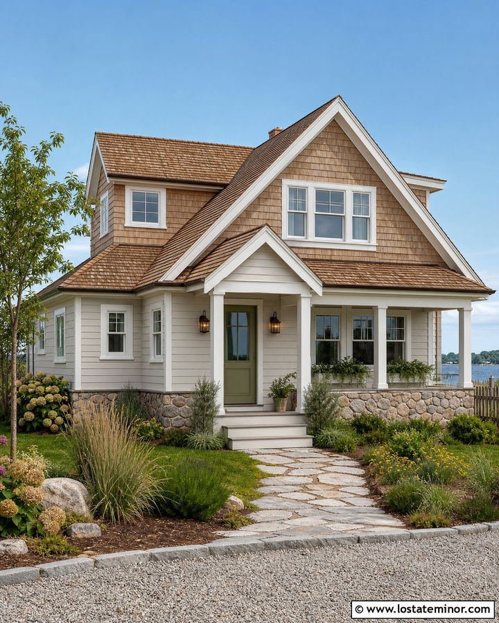 Greige House With Cedar Shingles - 30 Greige House Design With Shingles Ideas