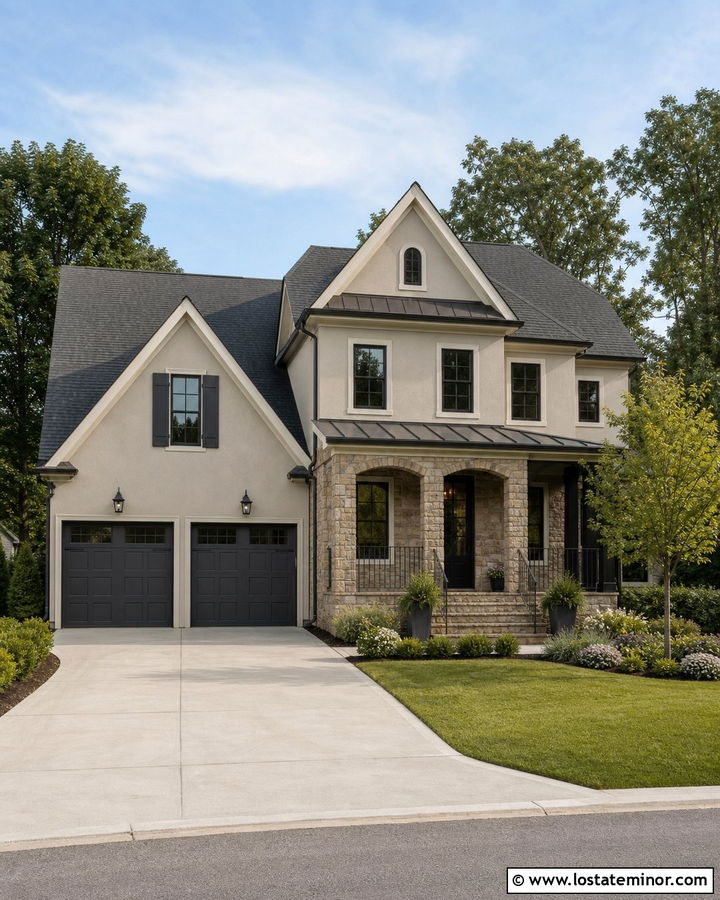 Greige House With Charcoal Gray Roof - 30 Greige House Design With Roof Ideas