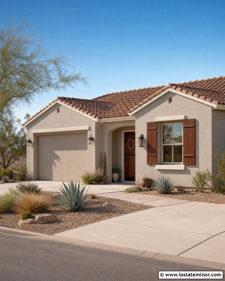 Greige House With Clay Shutters - 30 Greige House Design With Shutters Ideas