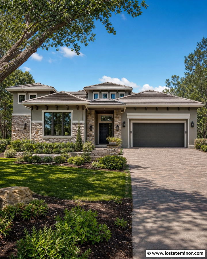 Greige House With Concrete Tile Roof - 30 Greige House Design With Roof Ideas