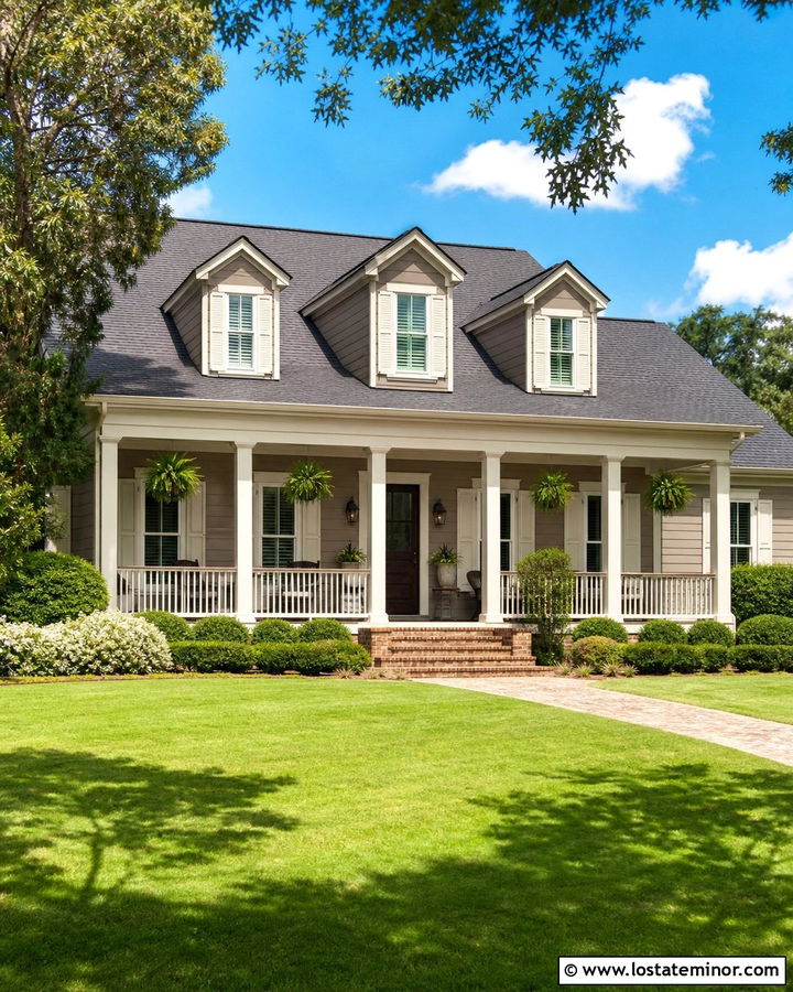 Greige House With Cream Shutters - 30 Greige House Design With Shutters Ideas