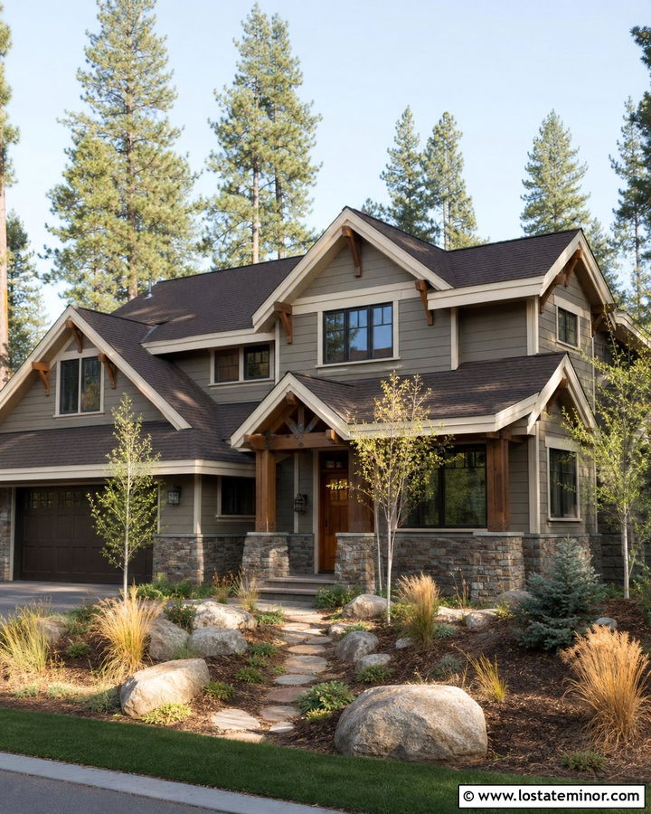 Greige House With Dry Stack Stone Wainscoting - 30 Greige House Design With Wainscoting Ideas