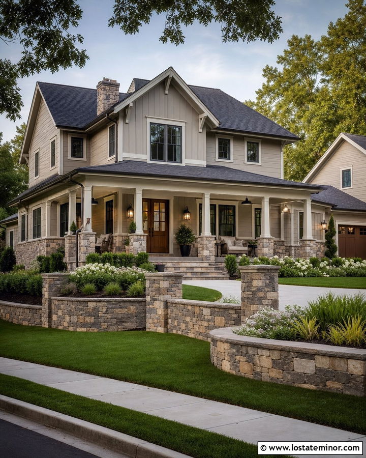 Greige House With Full Wraparound Wainscoting - 30 Greige House Design With Wainscoting Ideas