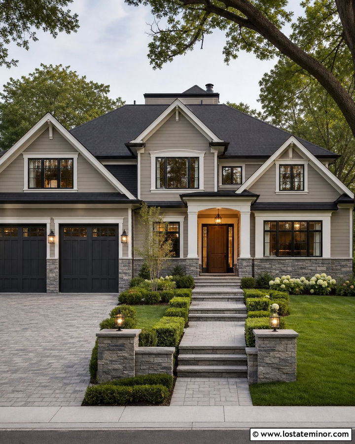 Greige House With Granite Wainscoting - 30 Greige House Design With Wainscoting Ideas