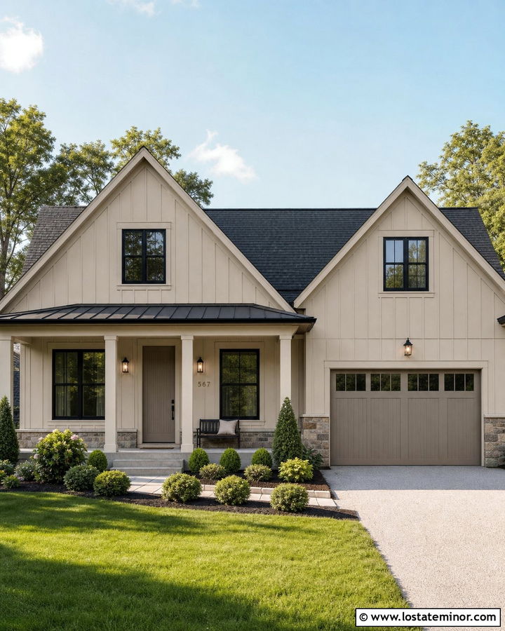 Greige House With Greige Front Door - 30 Greige House Design With Entry Door Ideas