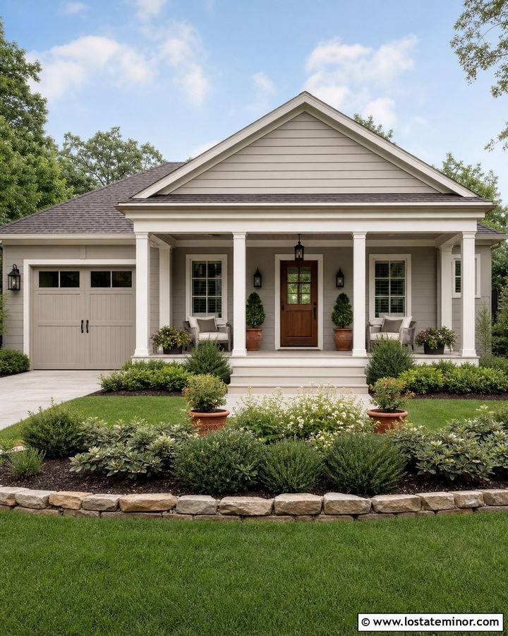Greige House With Matching Greige Porch Ceiling - 30 Greige House Design With Porch Ceiling Ideas