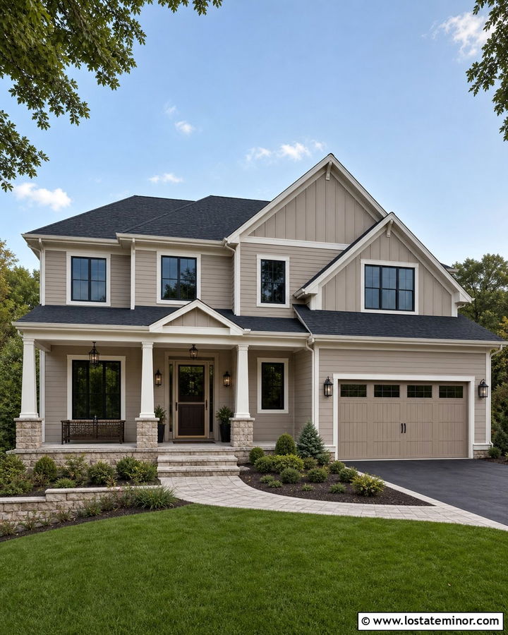 Greige House With Matching Greige Screen Door - 30 Greige House Design With Screen Door Ideas