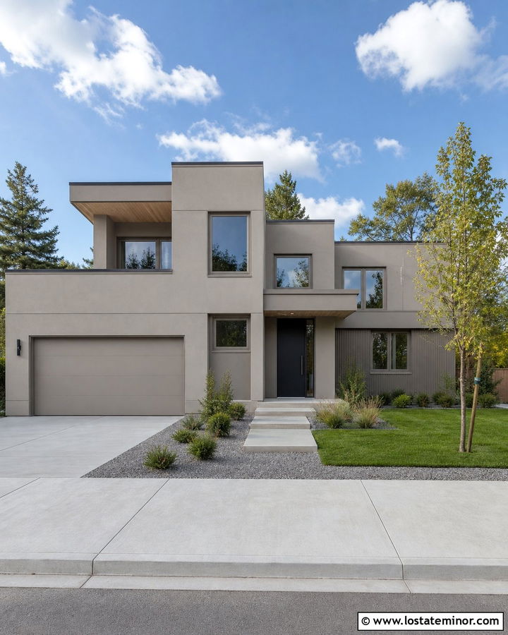 Greige House With Matching Greige Window Frames - 30 Greige House Design With Window Frames Ideas