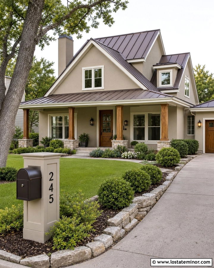 Greige House With Matching Mailbox - 30 Greige House Design With Mailbox Ideas