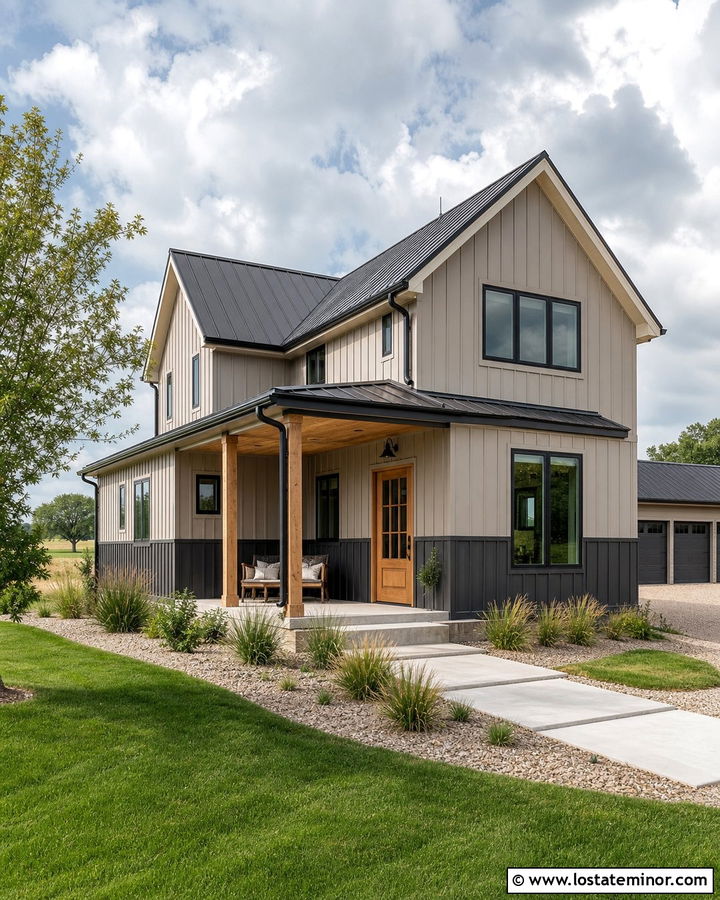 Greige House With Metal Wainscoting - 30 Greige House Design With Wainscoting Ideas