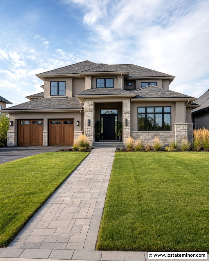 Greige House With Mixed Gray Shingles - 30 Greige House Design With Shingles Ideas