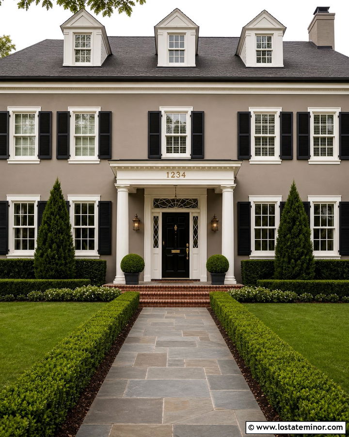 Greige House With Numbers Above Front Door - 30 Greige House Design With House Numbers Ideas