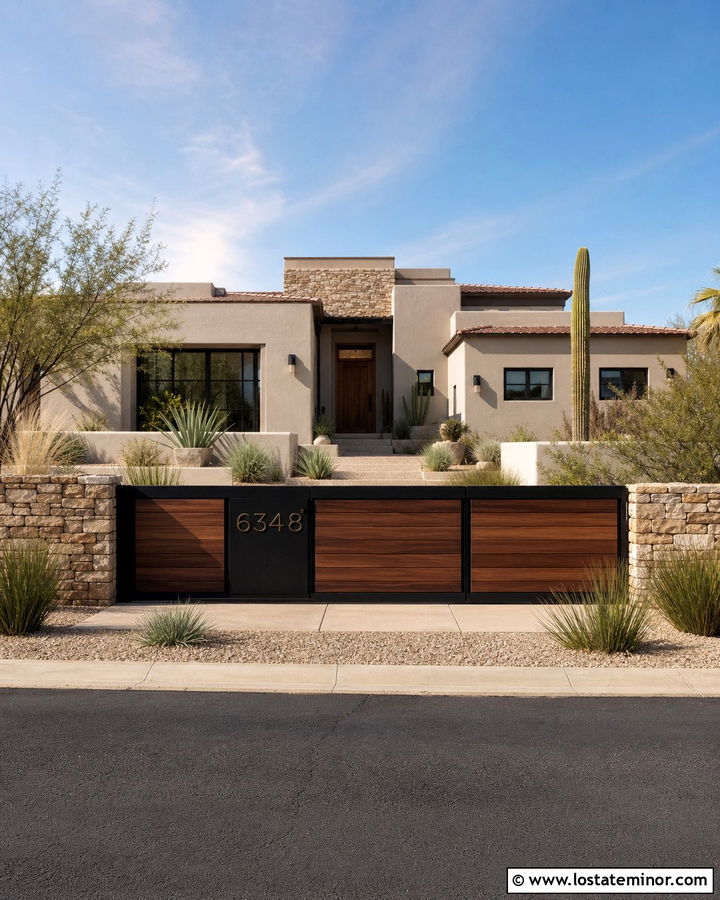 Greige House With Numbers On Front Gate - 30 Greige House Design With House Numbers Ideas