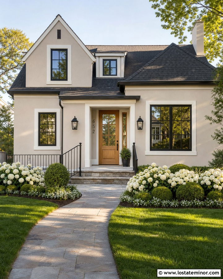 Greige House With Numbers On Sidelight Panel - 30 Greige House Design With House Numbers Ideas