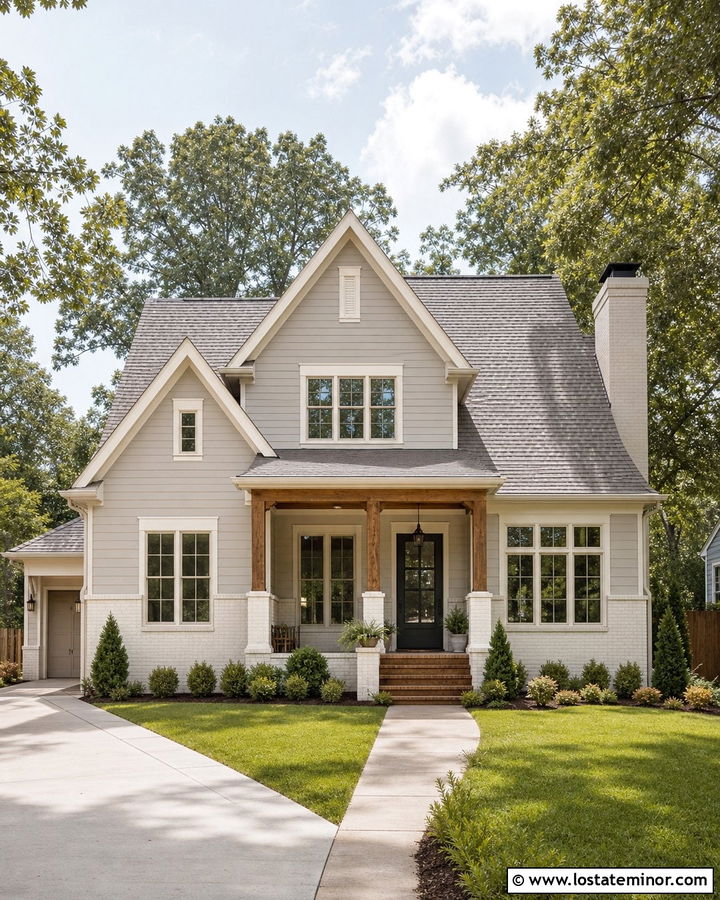 Greige House With Painted Brick Wainscoting - 30 Greige House Design With Wainscoting Ideas