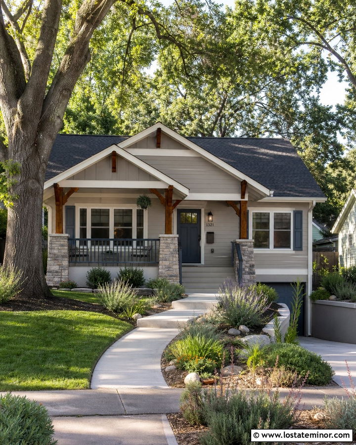 Greige House With Slate Blue Shutters - 30 Greige House Design With Shutters Ideas
