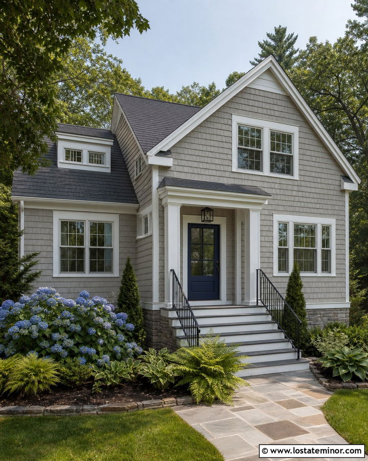 Greige House With Slate Steps - 30 Greige House Design With Steps Ideas