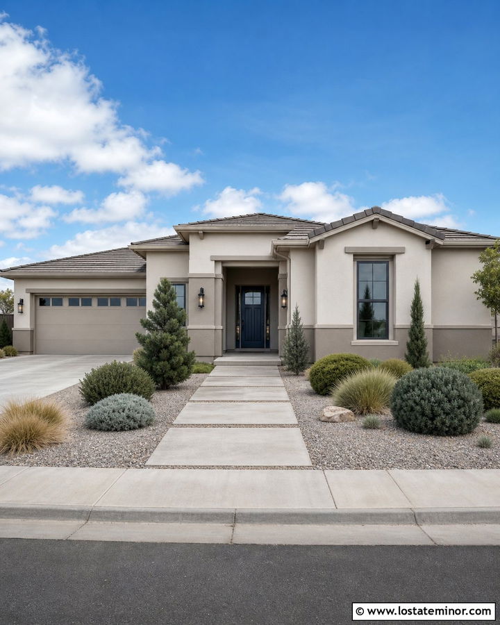 Greige House With Stucco Wainscoting - 30 Greige House Design With Wainscoting Ideas