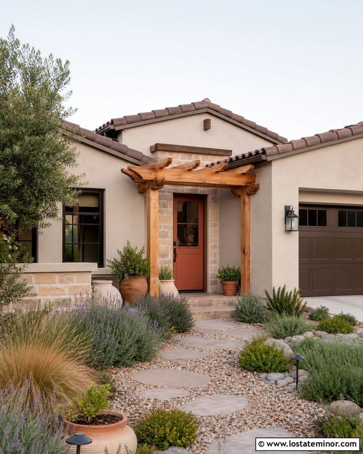 Greige House With Terracotta Dutch Door - 30 Greige House Design With Dutch Door Ideas