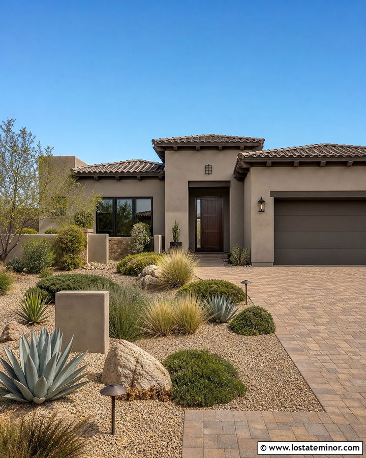 Greige House With Tonal Taupe Trim And Bronze Windows - 30 Greige House Design With Accents Ideas