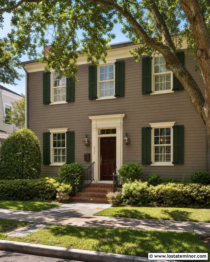 Greige House With Vintage Mailbox - 30 Greige House Design With Mailbox Ideas