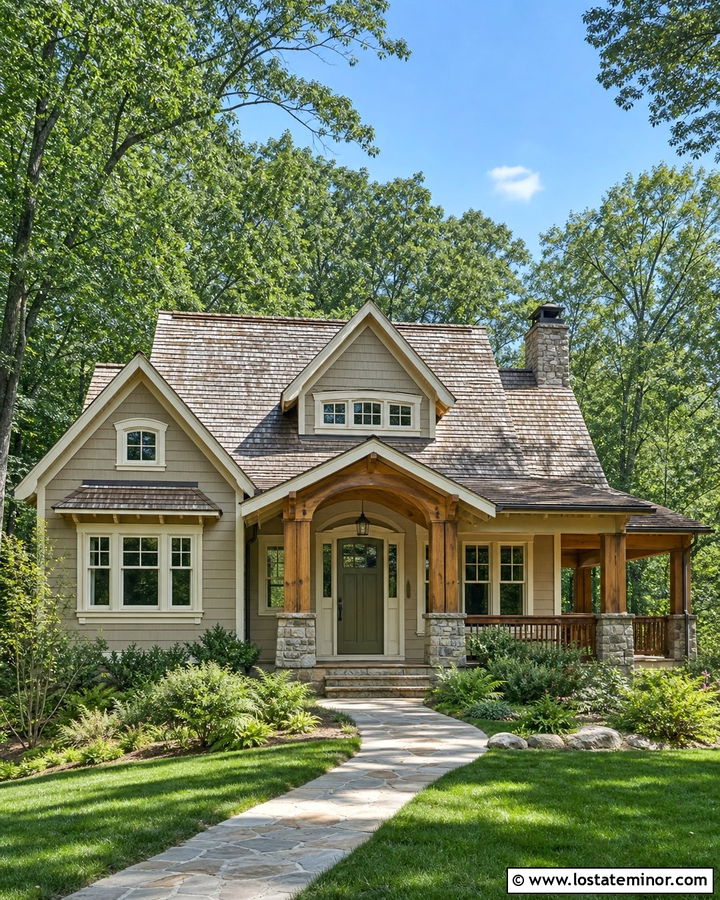 Greige House With Weathered Wood Roof - 30 Greige House Design With Roof Ideas