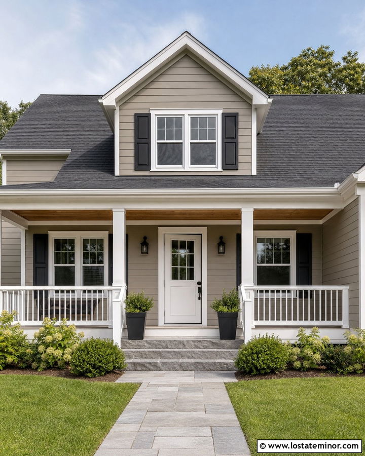Greige House With White Dutch Door - 30 Greige House Design With Dutch Door Ideas