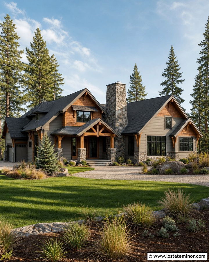 Greige Lake House With Cedar Shake Siding - 30 Greige House Design With Cedar Shake Ideas