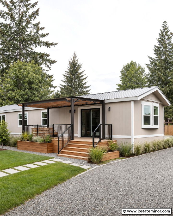 Greige Mobile Home With Sliding Screen Door - 30 Greige House Design With Screen Door Ideas