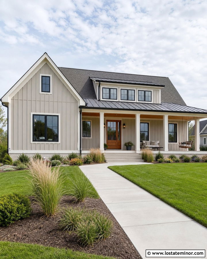 Greige Modern Farmhouse With Shed Dormers - 30 Greige House Design With Dormers Ideas