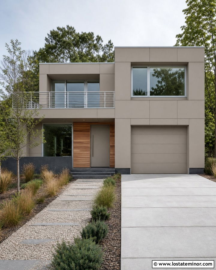 Greige Modern House With Aluminum Window Frames - 30 Greige House Design With Window Frames Ideas