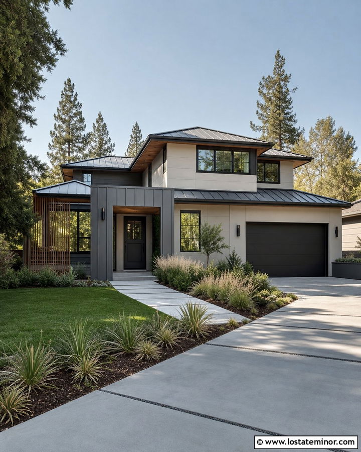 Greige Modern House With Charcoal Dutch Door - 30 Greige House Design With Dutch Door Ideas
