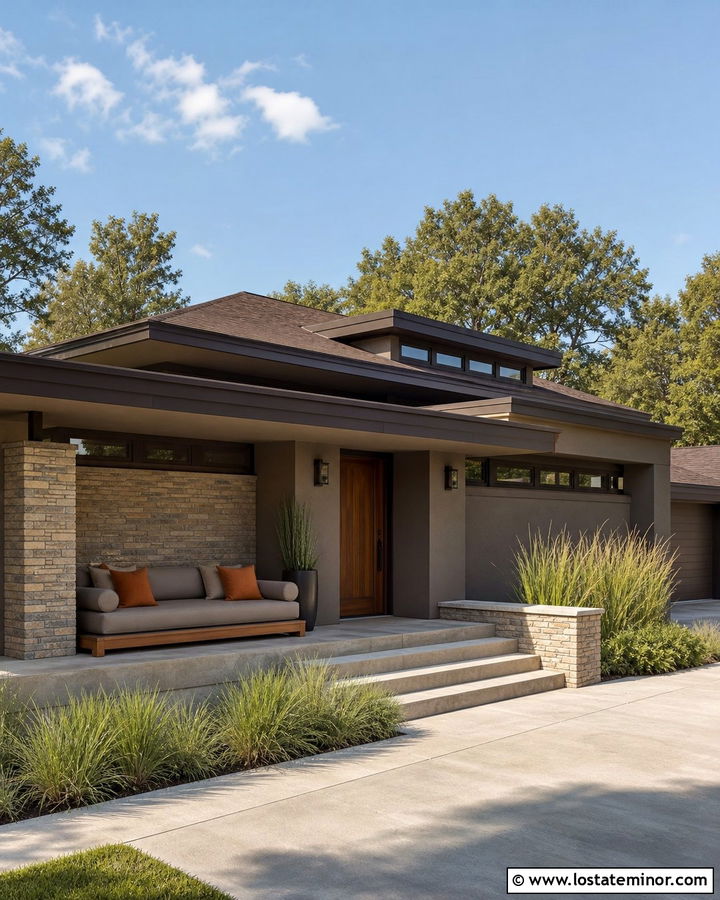 Greige Prairie House With Wide Porch Daybed - 30 Greige House Design With Daybed Ideas
