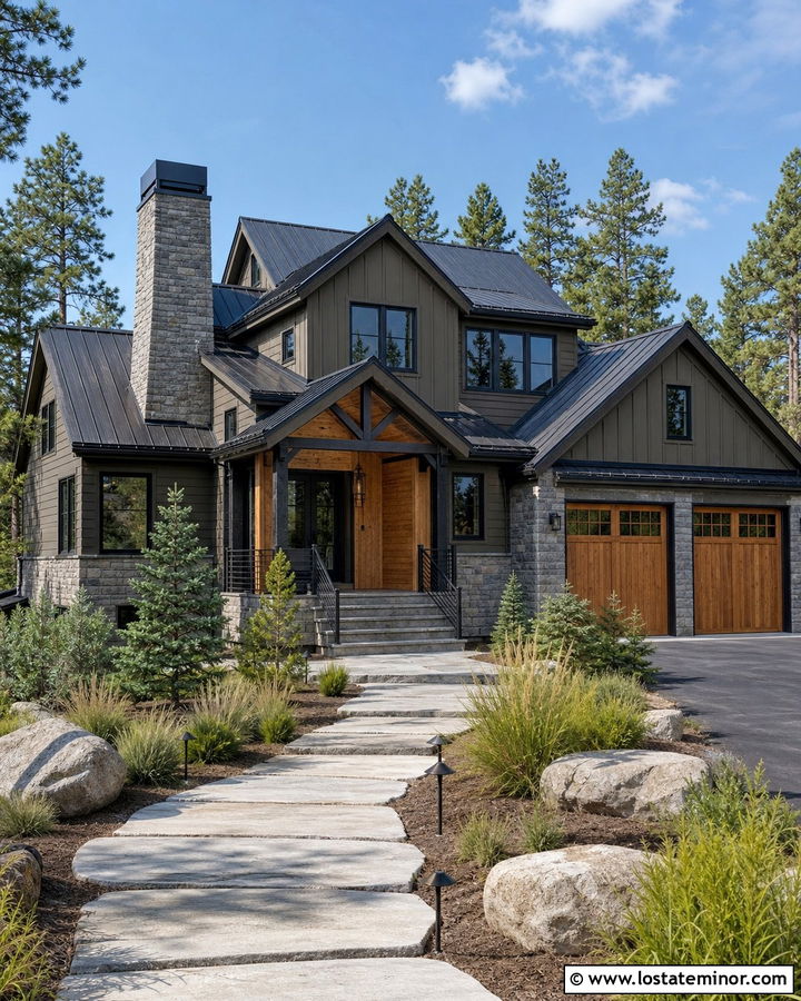 Greige Siding With Mixed Wood And Stone - 30 Greige House Design With Siding Ideas
