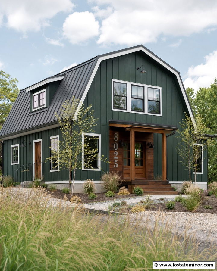 Hunter Green Barn House With Galvanized Numbers - 30 Hunter Green House Design With House Numbers Ideas