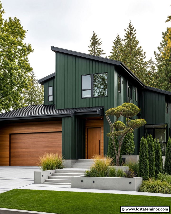 Hunter Green Board And Batten Contemporary House - 30 Hunter Green House Design With Board and Batten Ideas