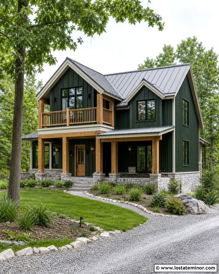Hunter Green Board And Batten Lake House - 30 Hunter Green House Design With Board and Batten Ideas