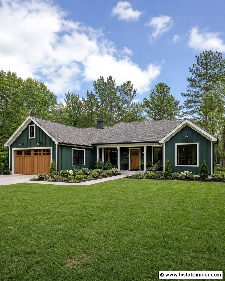 Hunter Green Board And Batten Ranch House - 30 Hunter Green House Design With Board and Batten Ideas