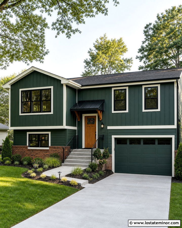 Hunter Green Board And Batten Split Level House - 30 Hunter Green House Design With Board and Batten Ideas