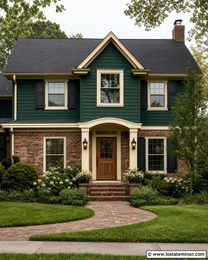 Hunter Green Brick House With Wood Dutch Door - 30 Hunter Green House Design With Dutch Door Ideas