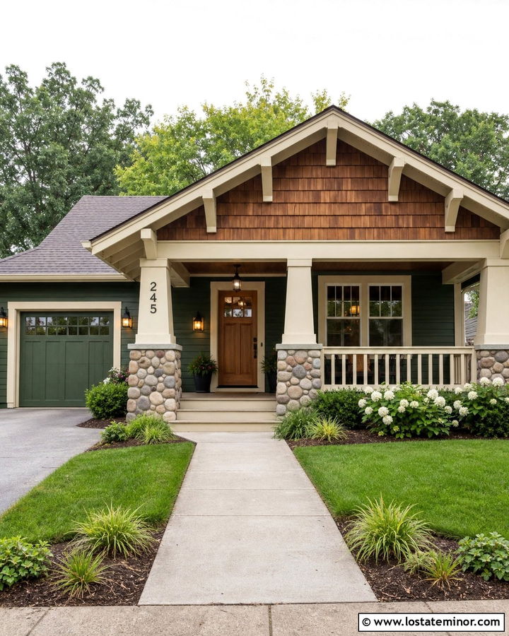 Hunter Green Bungalow With Cedar Shake Porch - 30 Hunter Green House Design With Cedar Shake Ideas