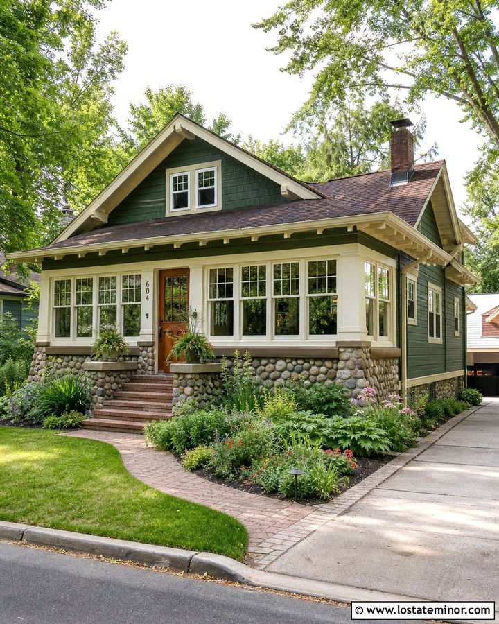 Hunter Green Bungalow With Front Sunroom - 30 Hunter Green House Design With Sunroom Ideas