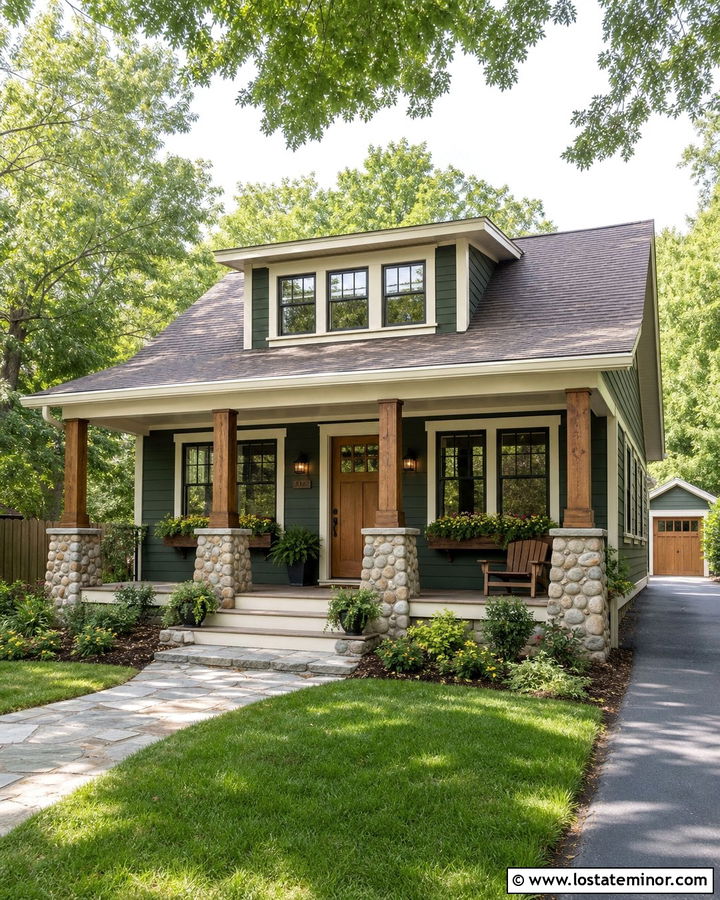 Hunter Green Bungalow With Shed Dormer - 30 Hunter Green House Design With Dormers Ideas