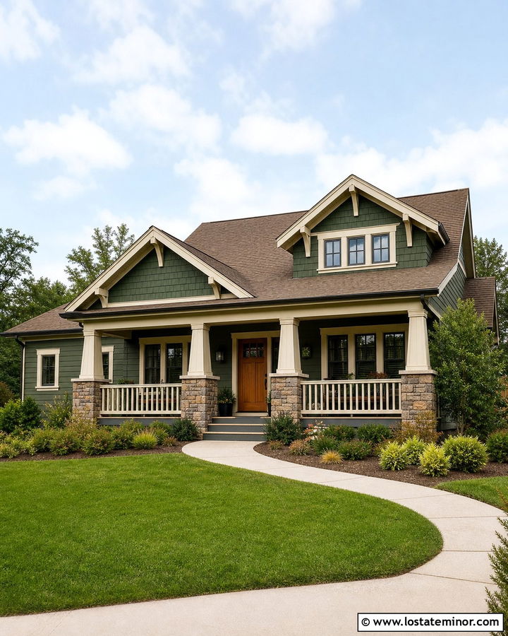 Hunter Green Bungalow With Shingle Gables - 30 Hunter Green House Design With Gables Ideas