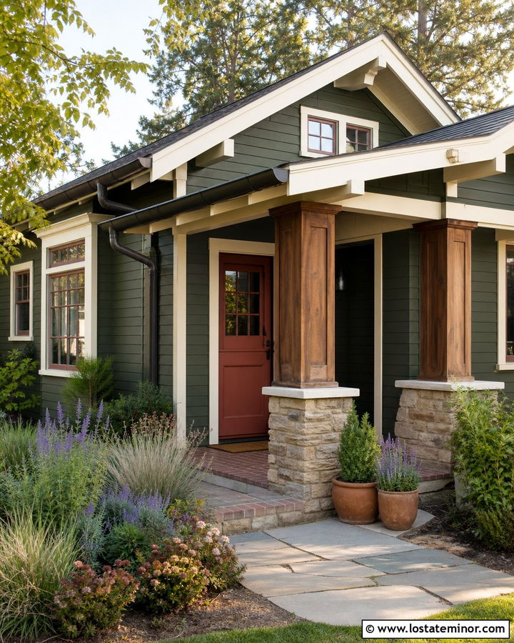 Hunter Green Bungalow With Terracotta Dutch Door - 30 Hunter Green House Design With Dutch Door Ideas