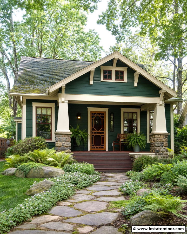 Hunter Green Bungalow With Vintage Screen Door - 30 Hunter Green House Design With Screen Door Ideas