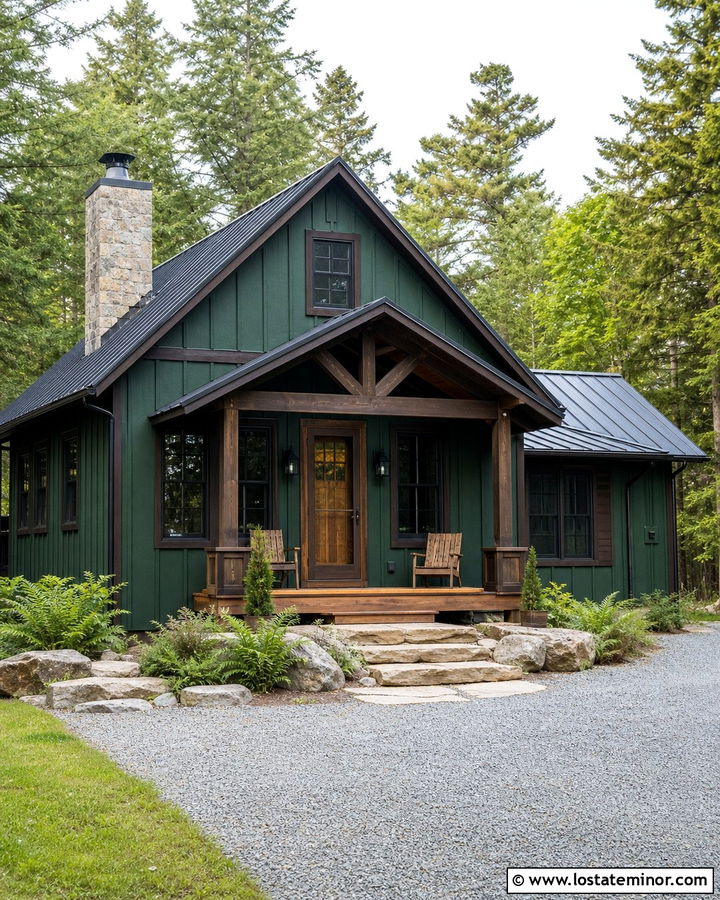 Hunter Green Cabin With Brown Storm Door - 30 Hunter Green House Design With Storm Door Ideas